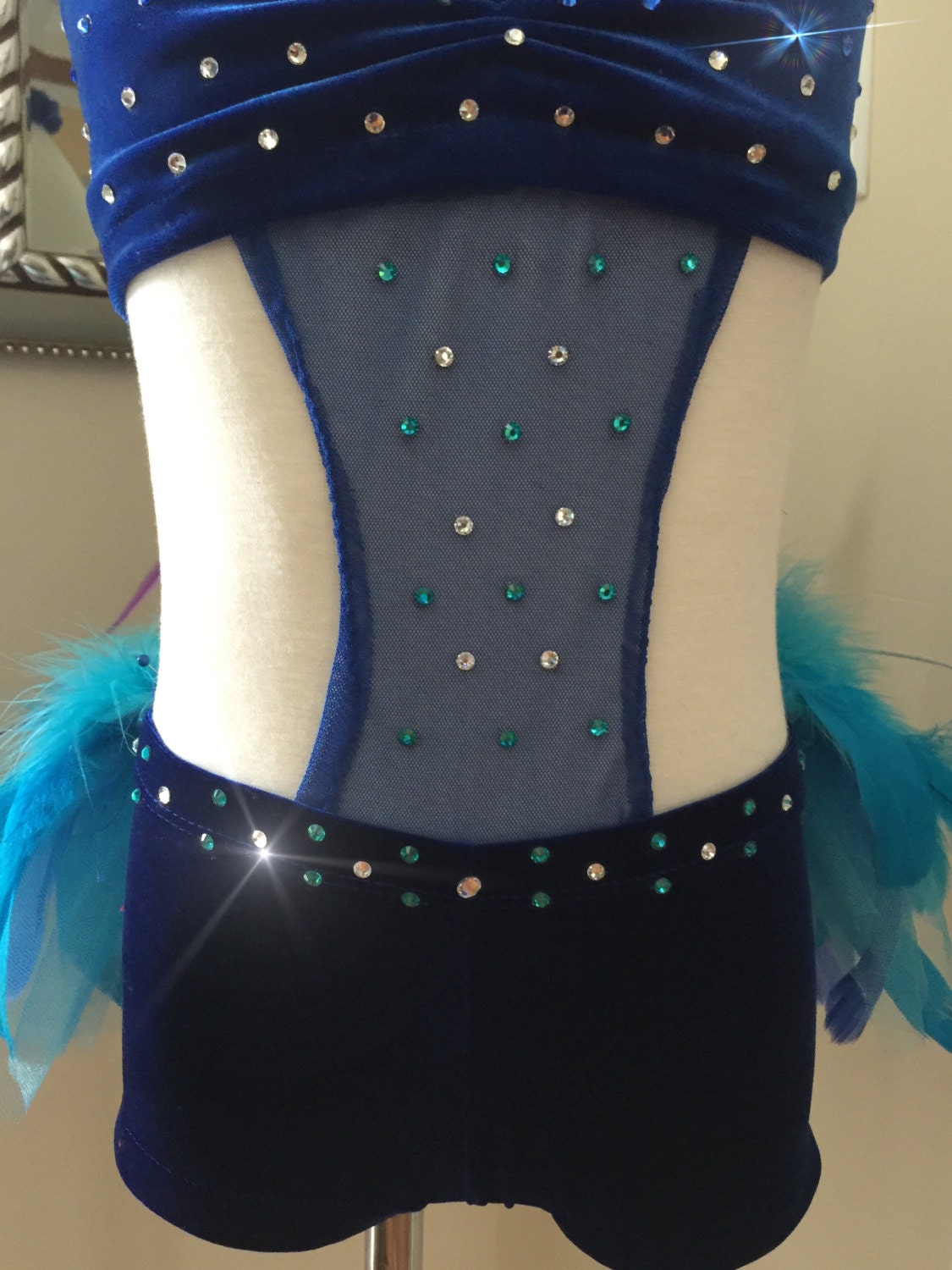 Piece Custom Jazz Dance Costume With Feathers Bustlefor