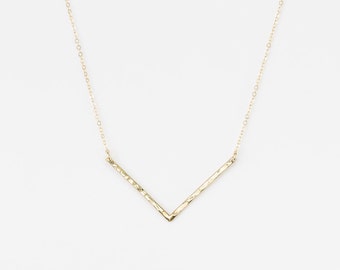 Dainty Wide V Necklace Gold or Silver / Layering Necklace, Triangle Necklace, Bar Necklace / EXPLORE, GN144_34