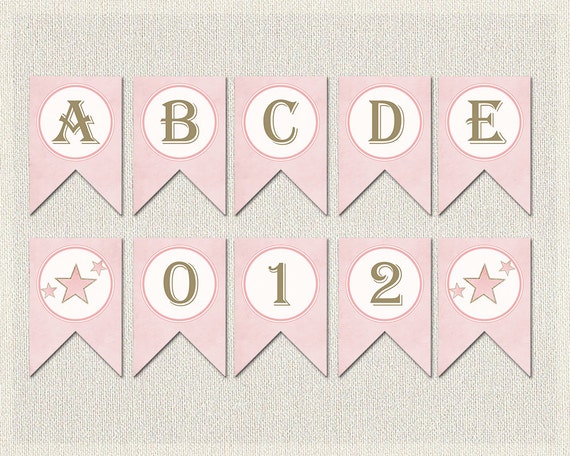whole alphabet banner pink gold baby shower banner bunting