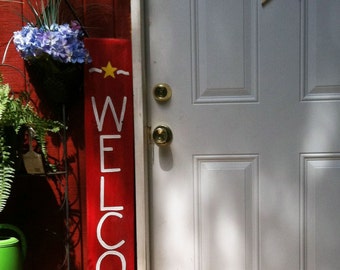 Welcome Sign For Front Porch - Red White and Blue Decor - Americana Sign - Patriotic - 4th of July - Welcome Sign - 4th of July Gift