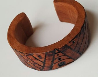 Items similar to Wooden Bangle Bracelet Turquoise Blue Green Hints of ...