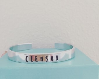 Clemson Tigers Bracelet Hand Stamped Aluminum Cuff