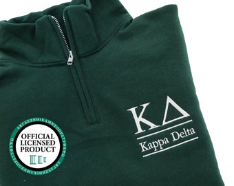 Kappa Delta Quarter Zip Pullover, Kappa Delta Cadet Jacket, KD Greek Apparel, KD Sorority Letters, Kappa Delta Letters Sweatshirt