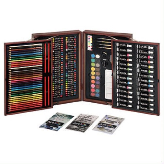 Art 101 Deluxe Wood Case Art Set Over 190 Pieces by bajanx