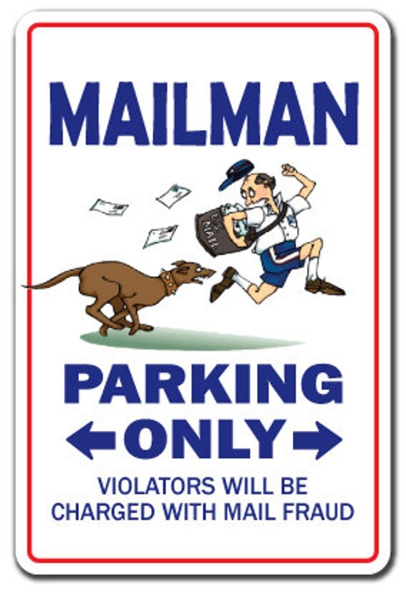 Mailman Sign Parking Mail Letter Carrier Postal Gift