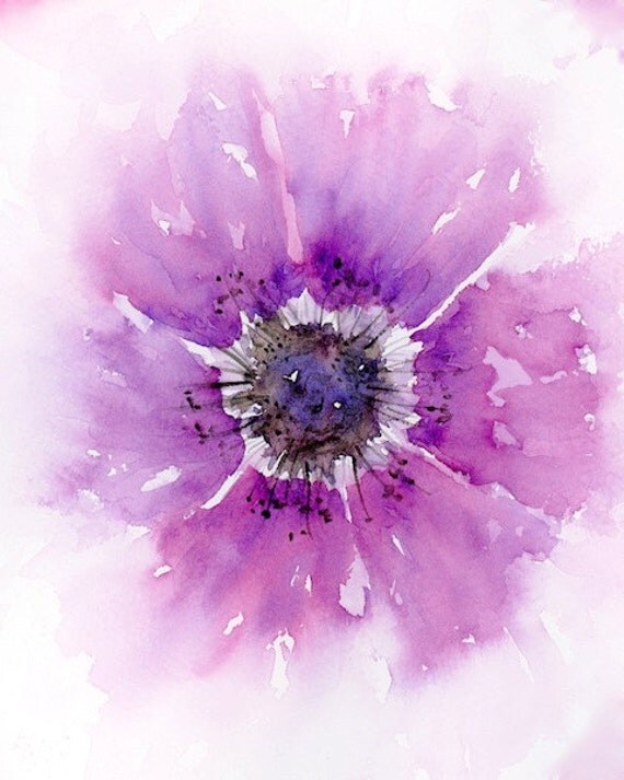 Purple Watercolor Flower 8x10 Art Print