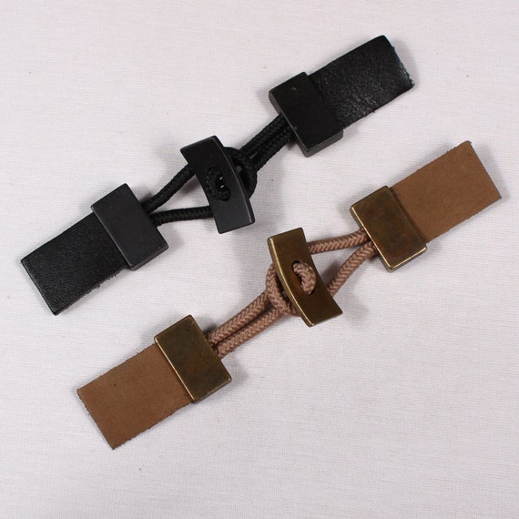 6 decorative 130x23mm metal and leather fasteners 3912