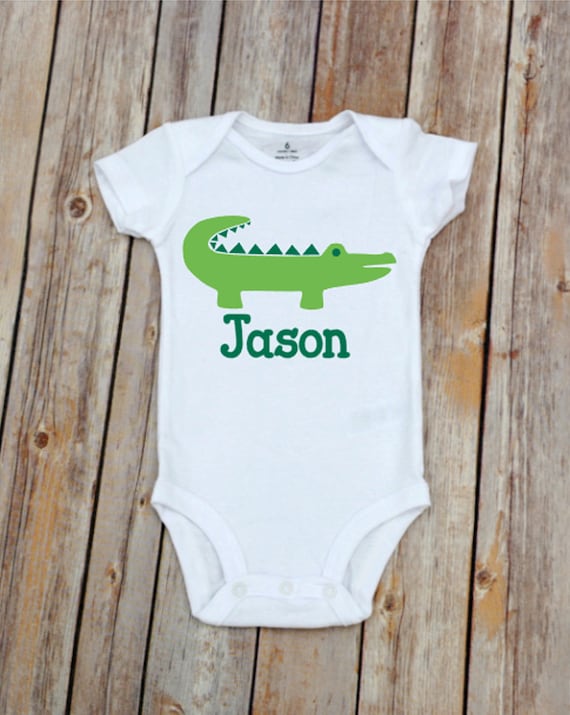 Items similar to Personalized Alligator Onesie for Baby Boy Clothes ...