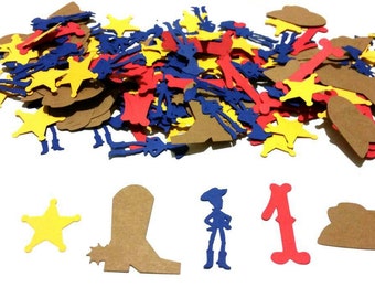 Oversized Woody Themed confetti , Toy Story themed confetti set of 150 pieces personalized with the number you choose