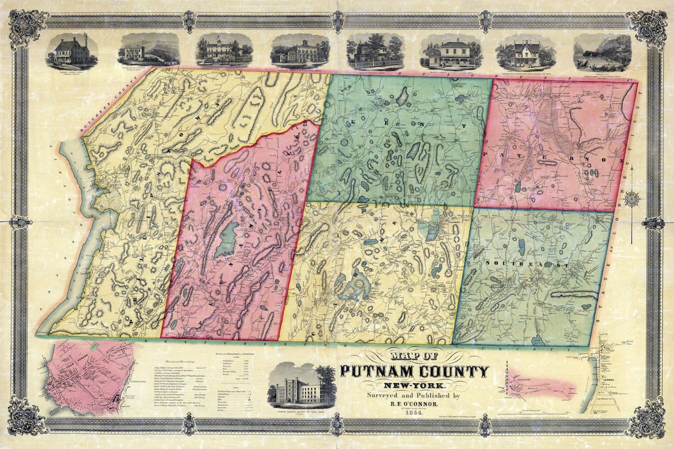 1854 Map of Putnam County New York
