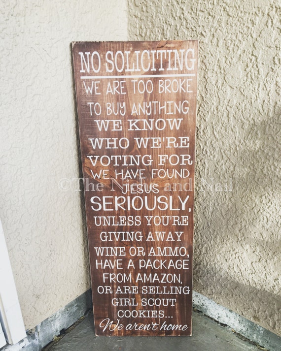 front door sign no soliciting sign porch by thenicheandnaildecor