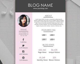 Blogger Media Kit Template - Photoshop PSD *INSTANT DOWNLOAD*