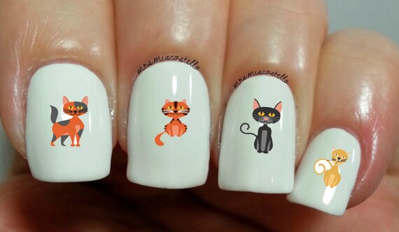 286-colored cats nail decals by nailgirls on Etsy