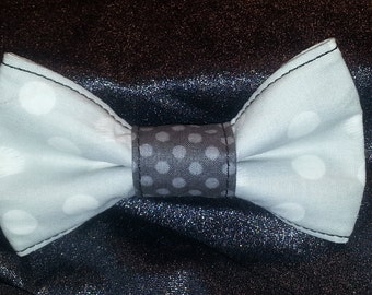 Gray W/ white polka dot Bow tie