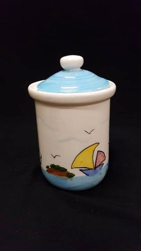Vintage Artmart Lidded Ceramic Lighthouse Dish 6 Inches