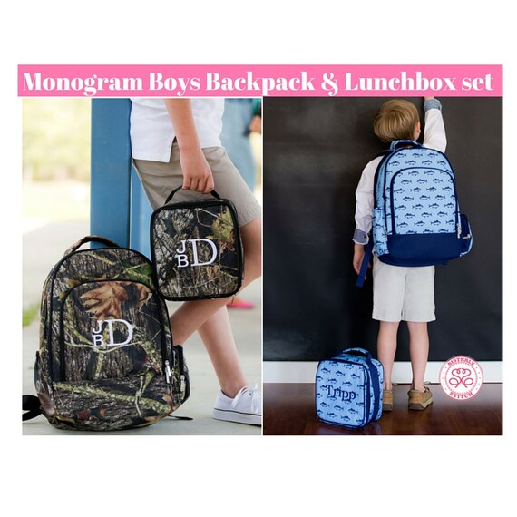 Monogram Boys Backpack and Lunch box set Monogram backpack