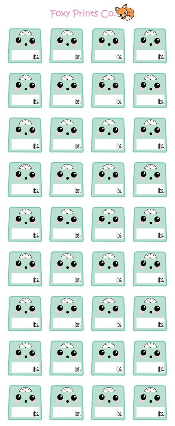 Scale Planner Sticker Kawaii Scale Sticker Weight by FoxyPrintsCo