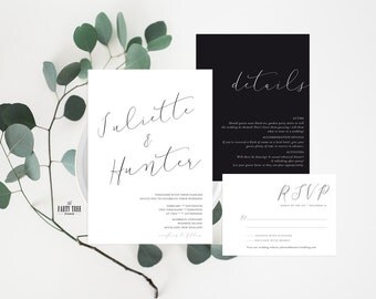 Minimal Wedding Invitation Printable , Wedding Stationery Suite , Modern Wedding Invitation Suite , Wedding Details , Printable Wedding