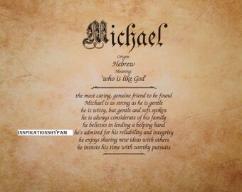Michael First Name Meaning Art Print Personalized Old Parchment Michael First Name Meaning Art Print Personalized Old Parchment