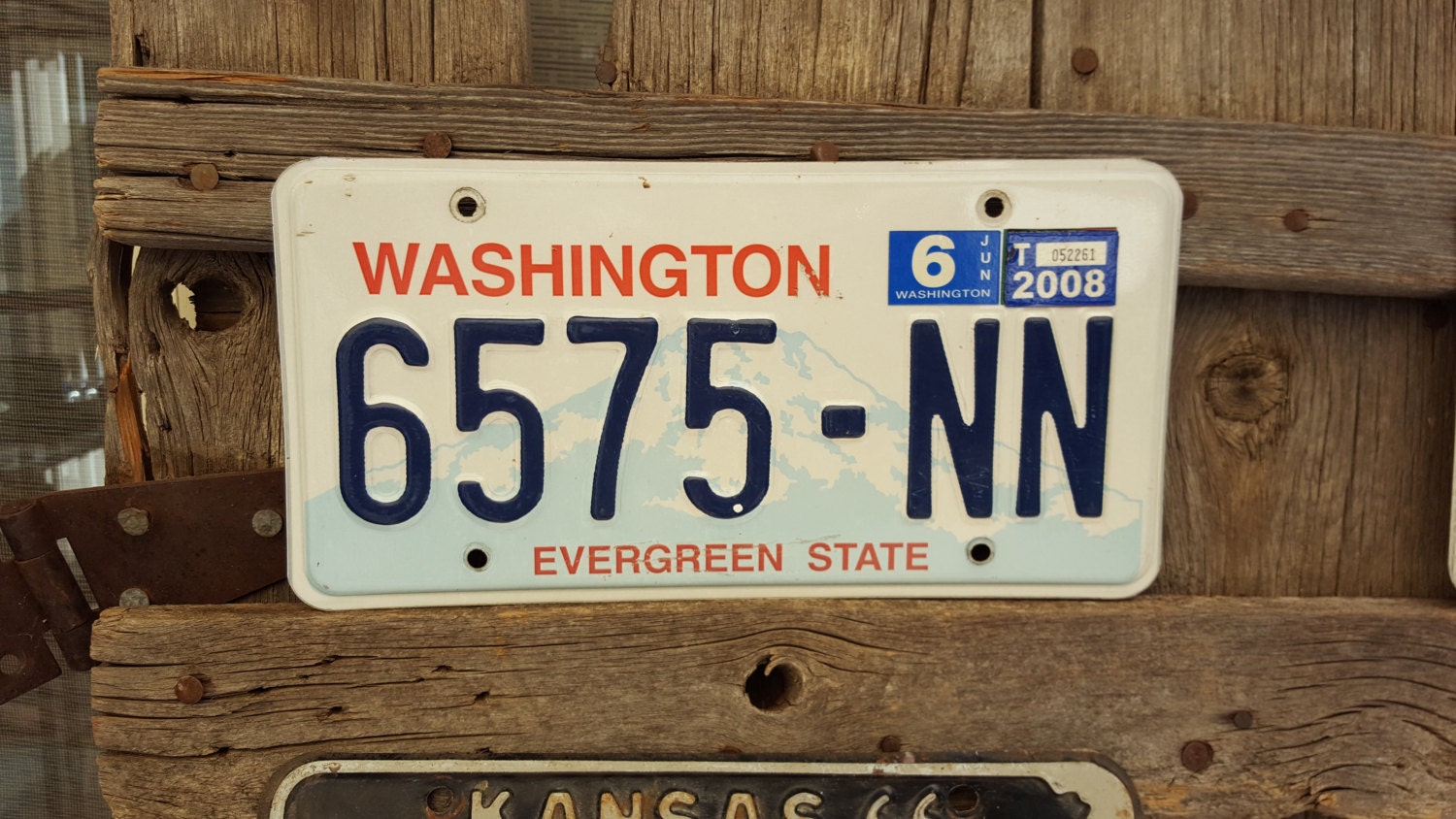 Washington License Plate Number 6575NN in Red by AmericanAntique