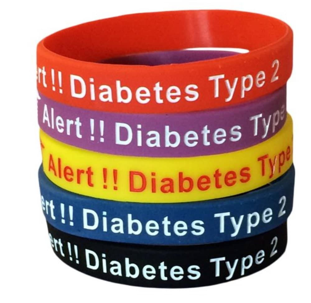 Type 2 Diabetes Bracelets Silicone Medical Alert