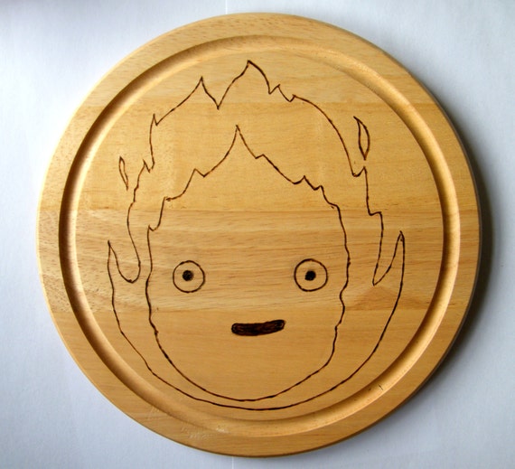 Calcifer Studio Ghibli Wooden Chopping Board - Cutting Board - Howls Moving Castle - Fire Spirit - Kitchen - Flame - Anime - Cosplay - Japan