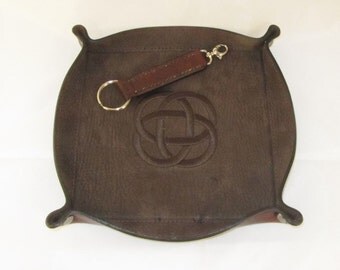Sale - Half price Sale!!!!! Leather Valet With Embroidered Celtic Knot 100% Leather