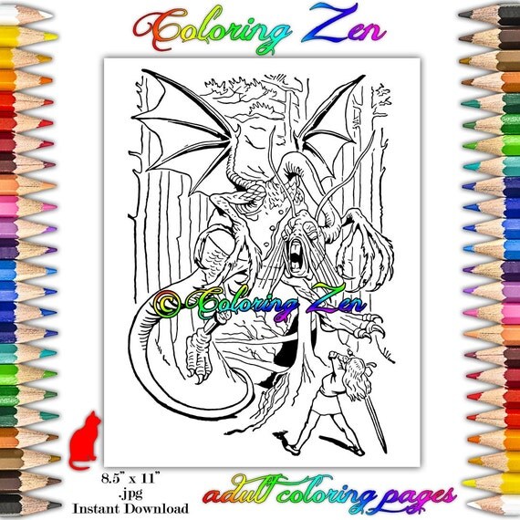 64 Unicorn Jabberwocky Coloring Pages for Adult