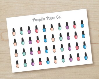 P199-nail polish planner stickers, planner stickers, girl's night stickers, reminder stickers, spa stickers, 40 stickers, PPC147