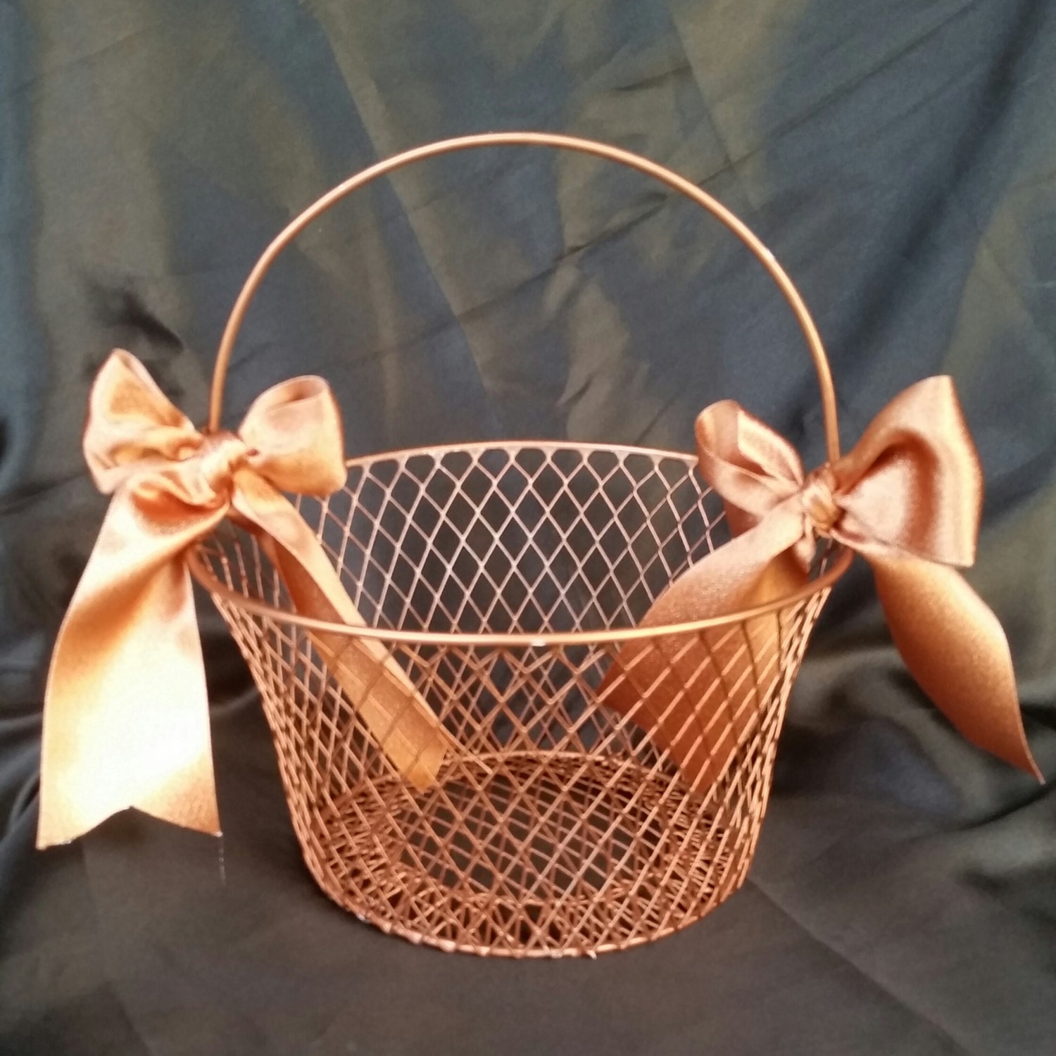 Rose Gold Flower girl basket rose gold basket by BsBouquets