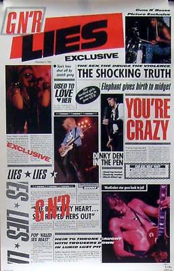 Guns N' Roses 23x35 GN'R Lies Poster 1989 GNR