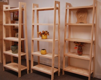 Brightleaf Style Bookshelf Modern Leaning Angled Contemporary Bookcase