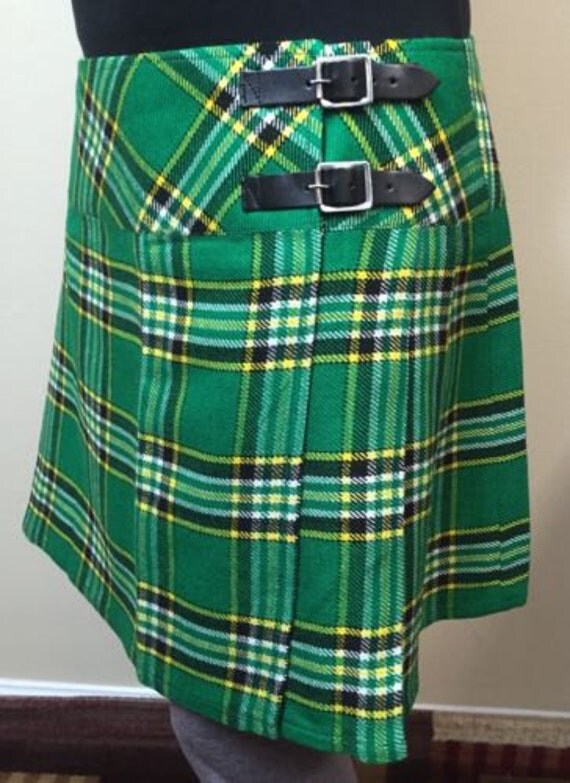 Irish ladies mini skirt kilt tartan acrylic wool made to order