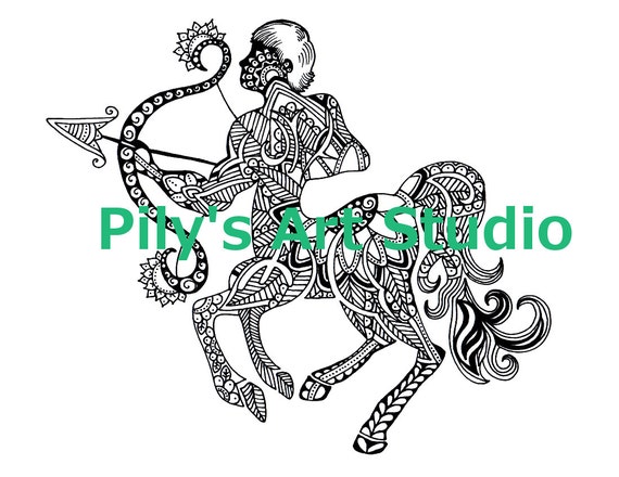 Instant Download PDF Sagittarius Zodiac Signs Coloring page.