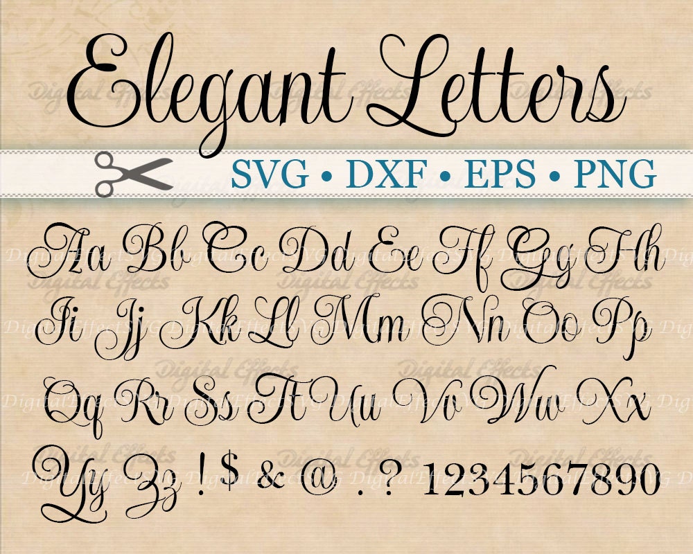 ELEGANT Script Font Monogram Svg Dxf Eps Png by DigitalEffectSVG