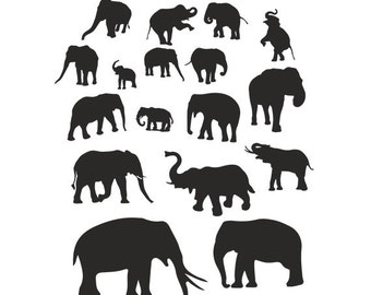 Elephant svg silhouette Cutting Template - elephant clipart files - SVG EPS Silhouette DIY Cricut Vector Instant Download