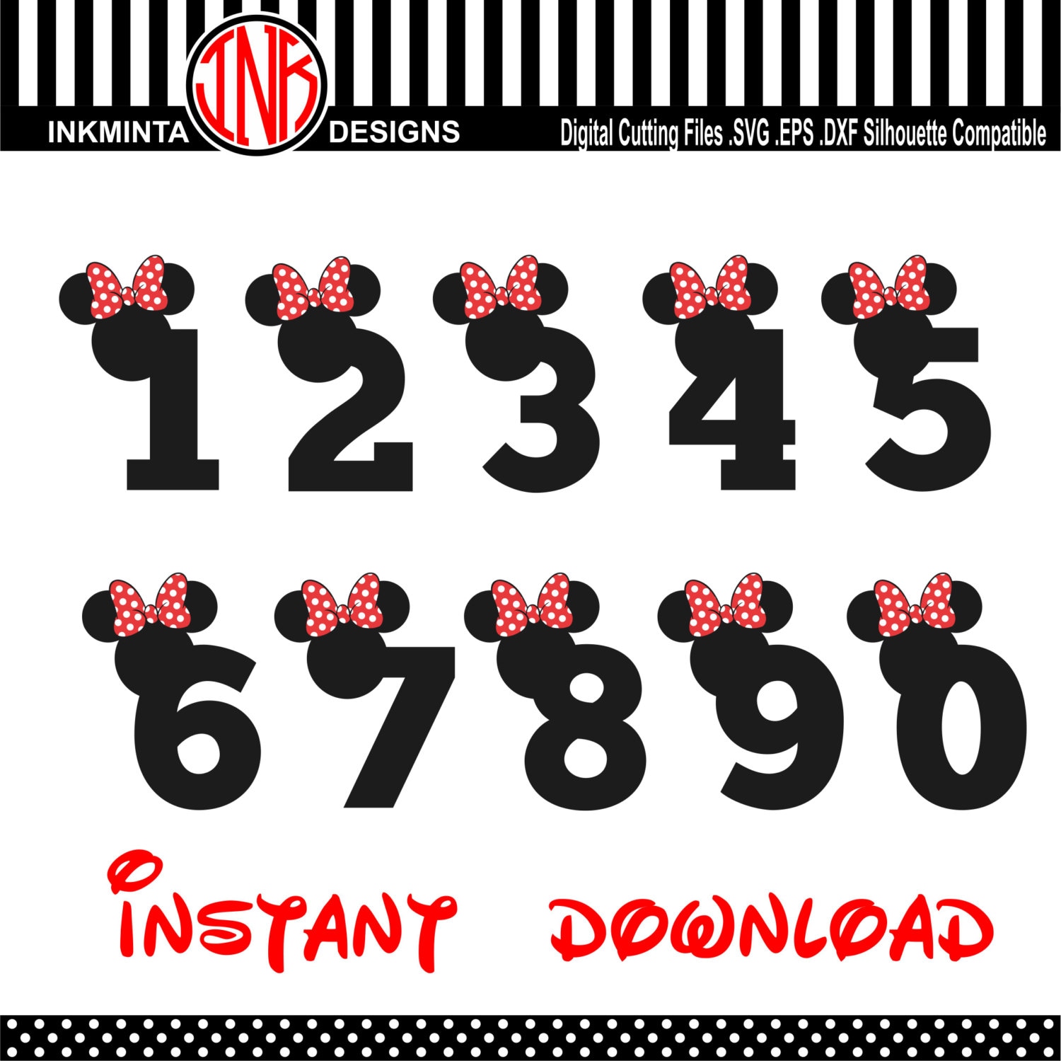 Download Minnie number svg Font ,Walt Disney numbers Font Alphabet ...