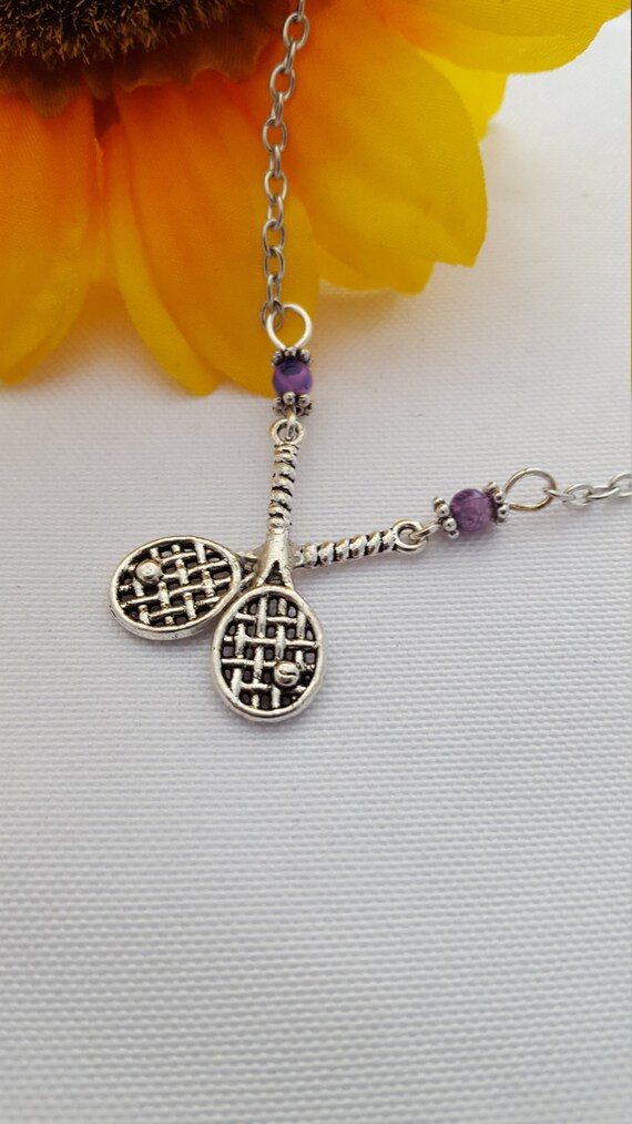 Tennis Necklace Tennis Racket Charms Sports by StrutYourCharm