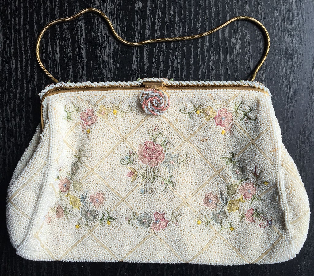Beautiful Vintage Beaded Purse Made in France Handmade.