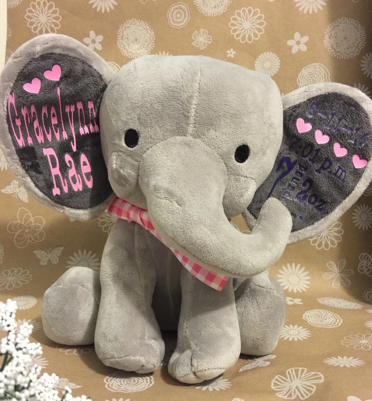 Custom Baby Gift Birth Stat Elephant New by RanisCustomCreations