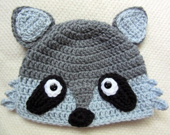 Crochet Raccoon Hat, raccoon hat, crochet hats for kids, boy toddler, toddler gift, woodland animals, baby gifts for boys, racoon hat