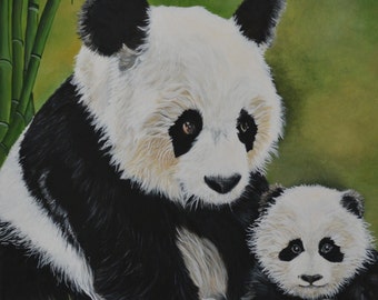 Panda Portrait acrylic on canvas, varnish, ready to frame