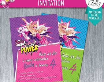 BARBIE in Princess Power birthday invitation - Made to order