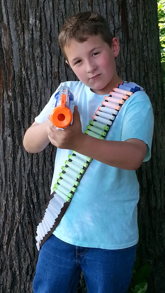Nerf Gun Bullet Dart Holder Belt Rambo Bandolier Brown White