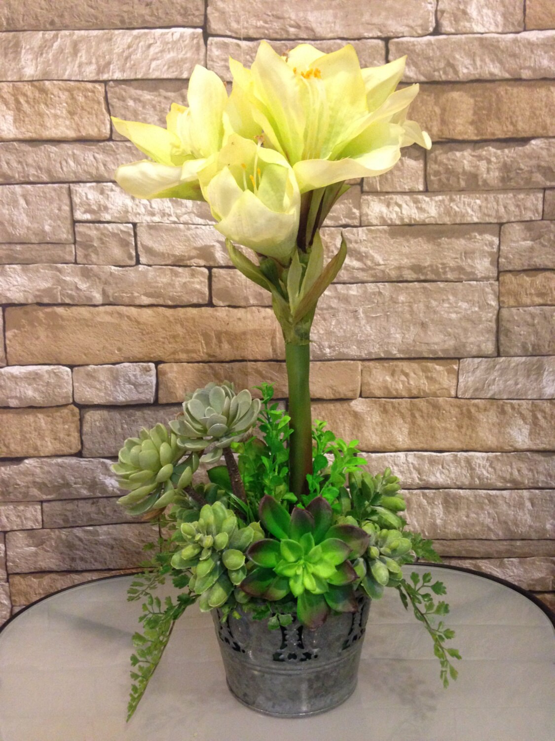 Silk Amaryllis and Artificial Succulent by thefloralmart