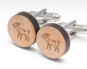 Goat Wood Cufflinks Gift For Him, Wedding Gifts, Groomsman Gifts, and Personalized