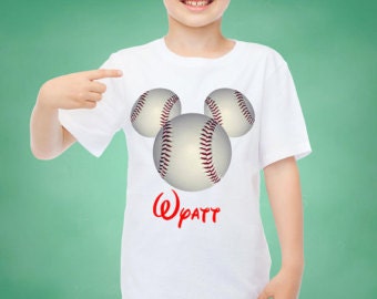 Personalized Baseball Mickey Head Printable Design custom design Disney Iron On transfer Download file, Print At Home, Disney Baseball