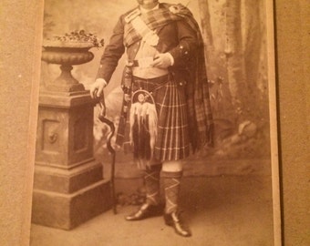 Vintage Victorian Carte de visite of an old Scottish gent in highland dress