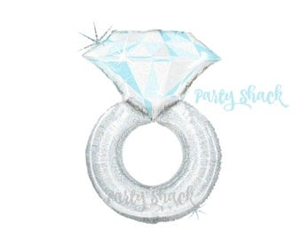 Engagement Ring Balloon, Silver Diamond Ring Balloon, 38" Holographic Platinum Ring, Engagement Party Balloon, Bachelorette Party Balloons