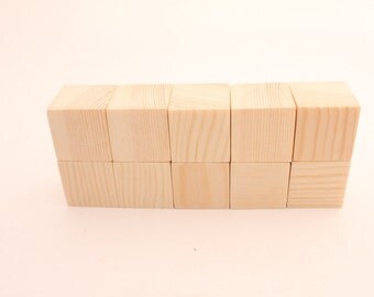 Set of 10 pine wooden blocks | 1 1/2 inch | 3,9cm | Unfinished wood blocks | Natural blocks | Square blocks | DIY | Crafting | Wooden cubes